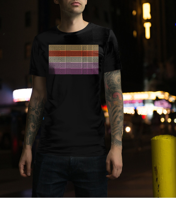 Arencibia Retro Geometric Pattern Text T-Shirt
