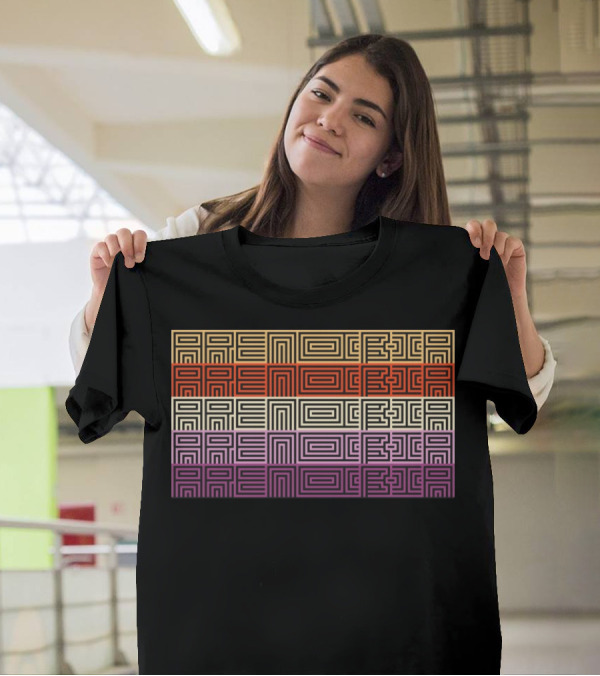 Arencibia Retro Geometric Pattern Text T-Shirt