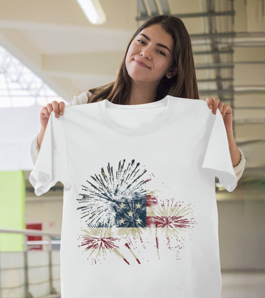 Happy July 4th USA Flag Fireworks T-Shirt