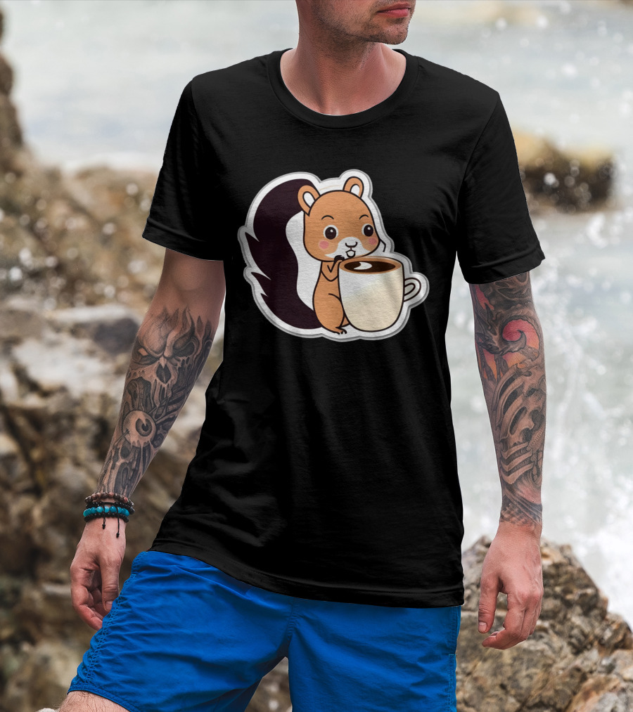 Happy Squirrel Coffee Hug T-Shirt