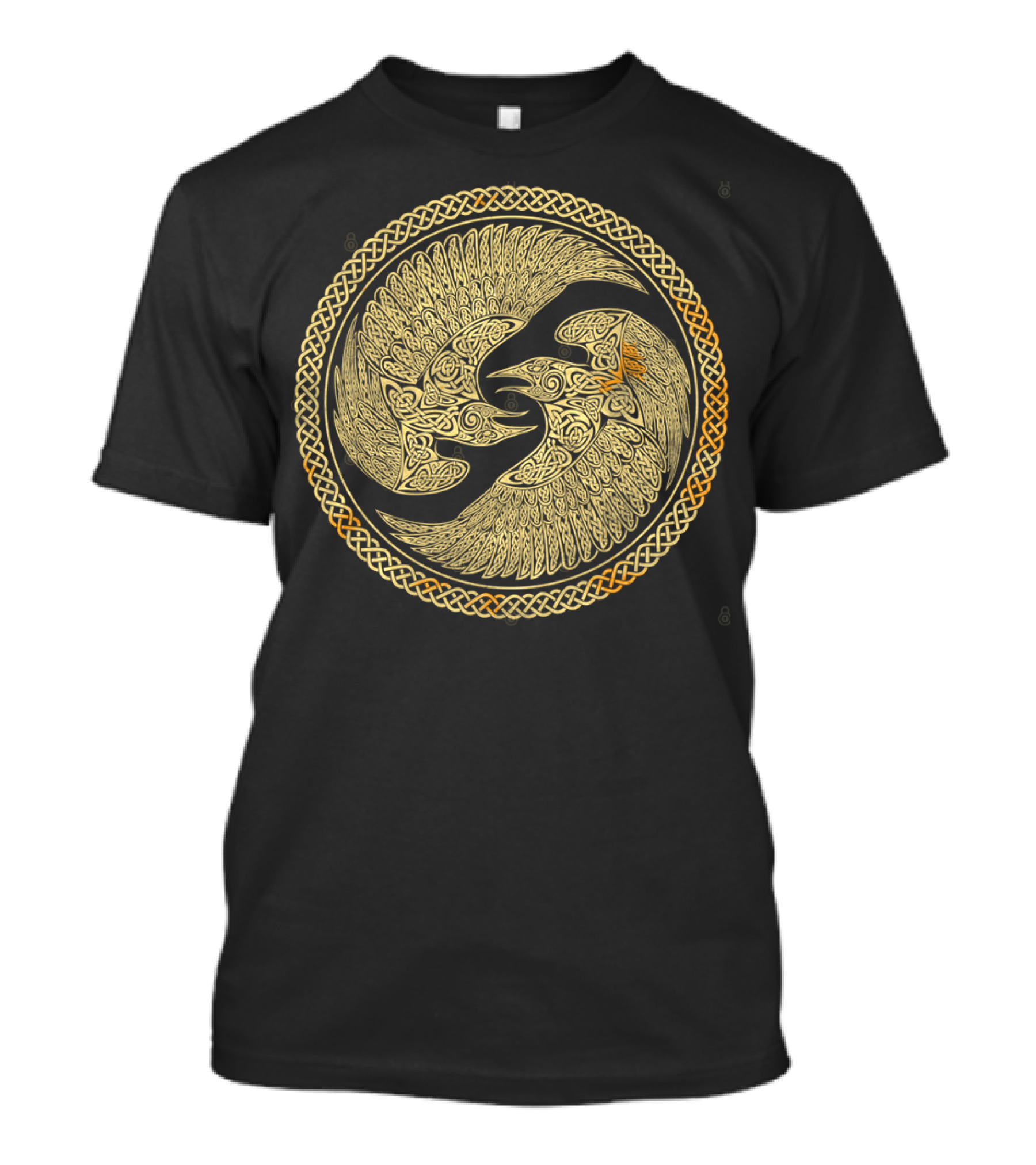 Hugin And Munin Celtic Knotwork Ravens In Intricate Circular T-Shirt