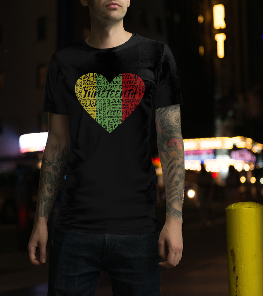 Juneteenth Heart Black Pride Emancipation Celebrate Independence 1865 Festival T-Shirt