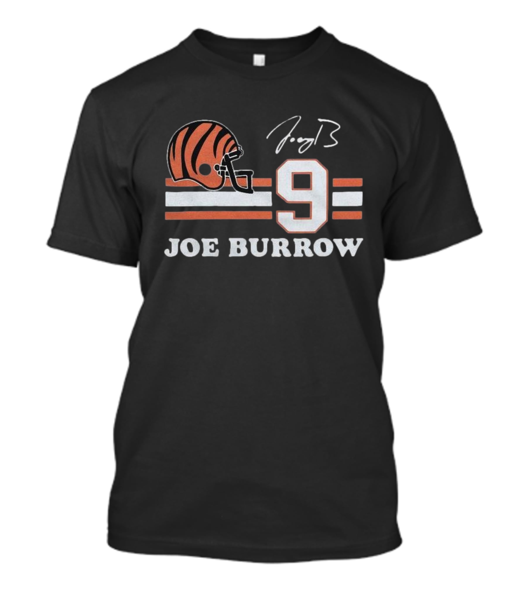 Cincinnati Bengals Joe Burrow Number 9 Helmet Signature T-Shirt
