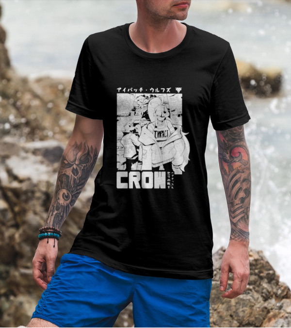 Crow Eyepatch Wolf Manga Style Impact Bad Edgy T-Shirt
