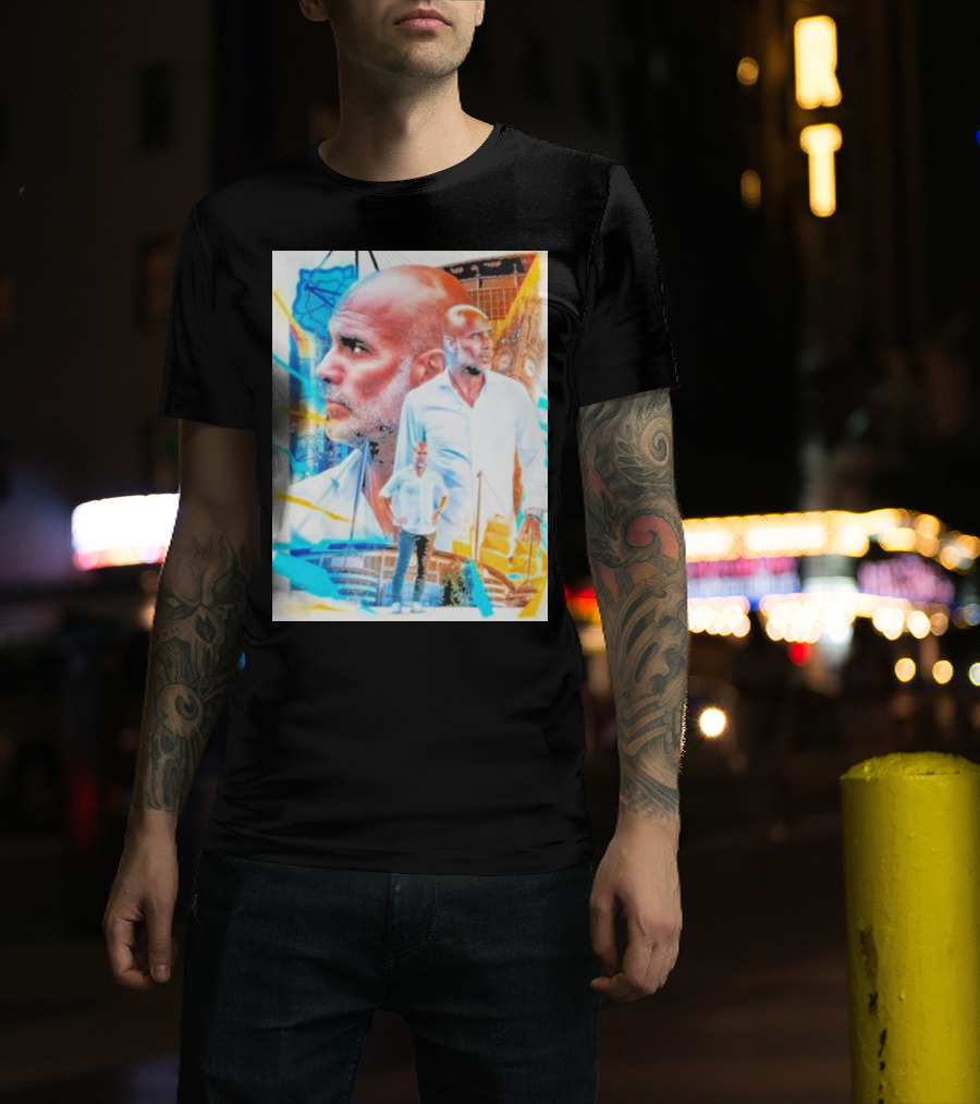 Josep Pep Guardiola New Football Bold Artful Portrait With Vibrant Urban Backdrop T-Shirt