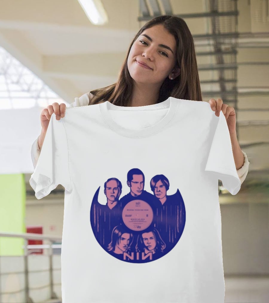 Nin Nine Inch Nails Band Vinyl Record T-Shirt