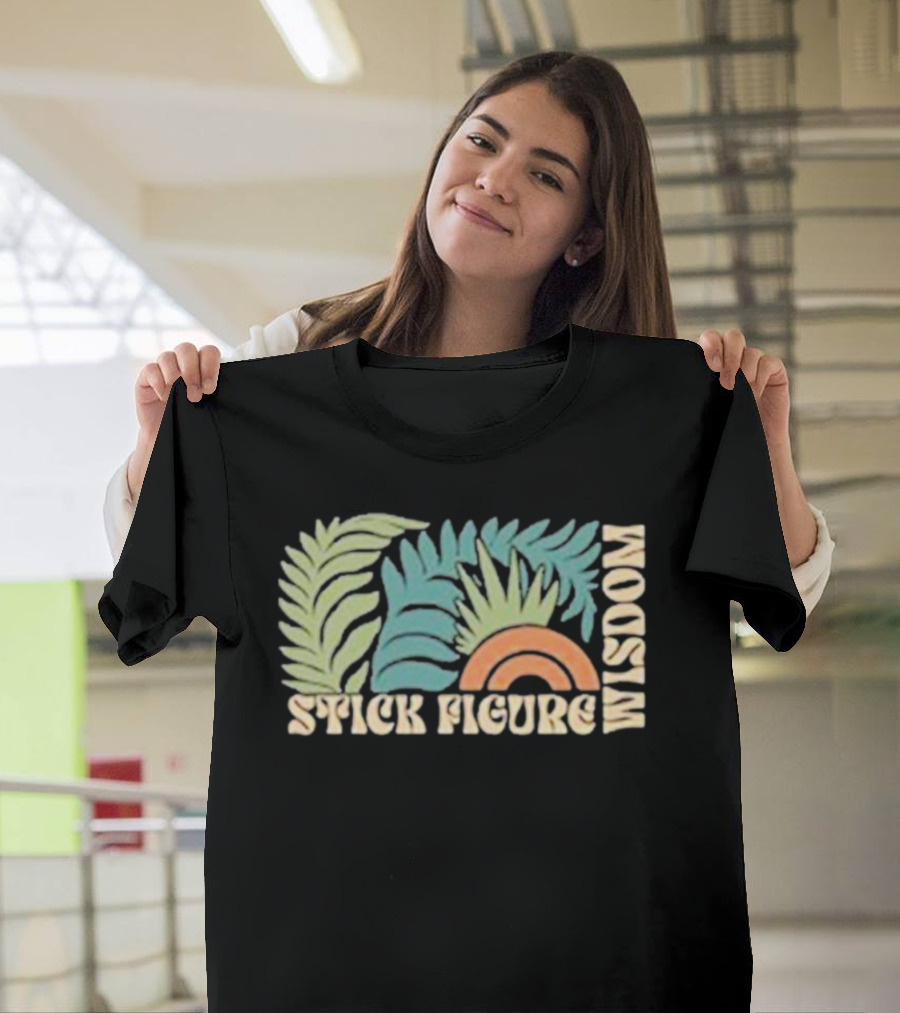 Stick Figure Wisdom Tropical Leaves Rainbow T-Shirt