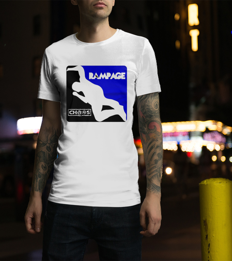 Rampage Chaos Inc Silhouette Blue Background T-Shirt