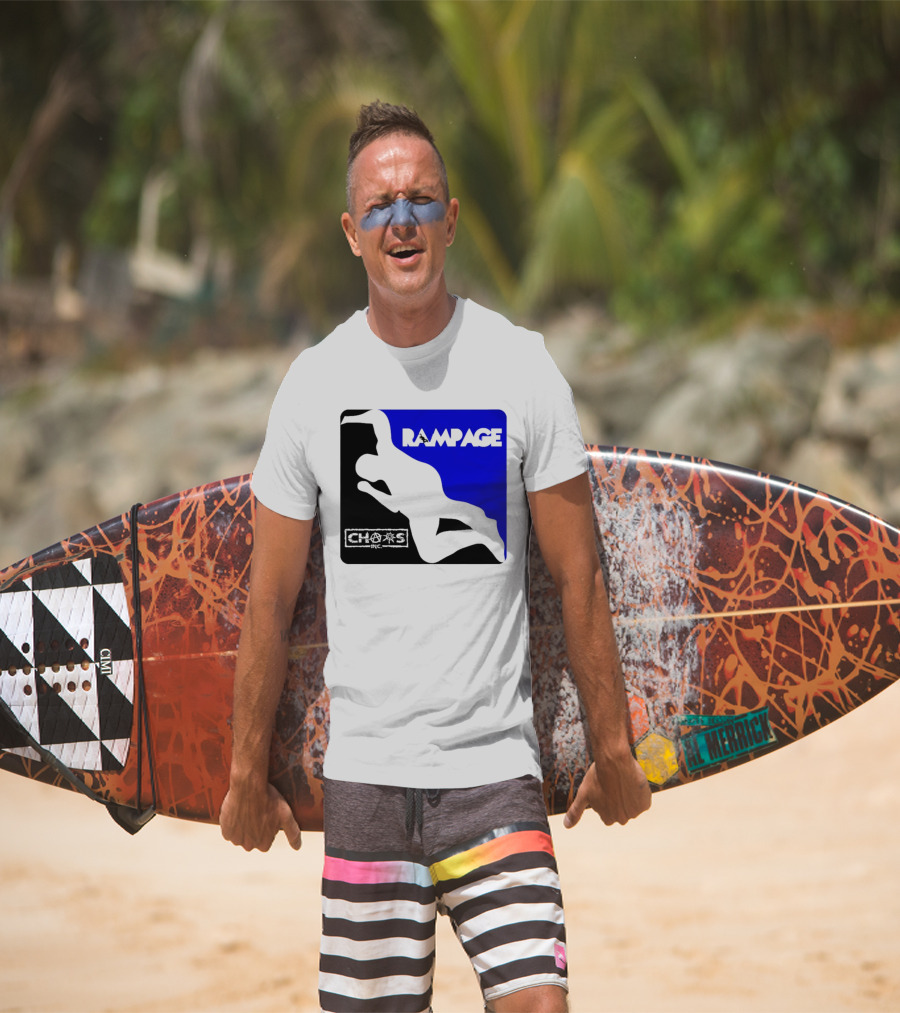 Rampage Chaos Inc Silhouette Blue Background T-Shirt