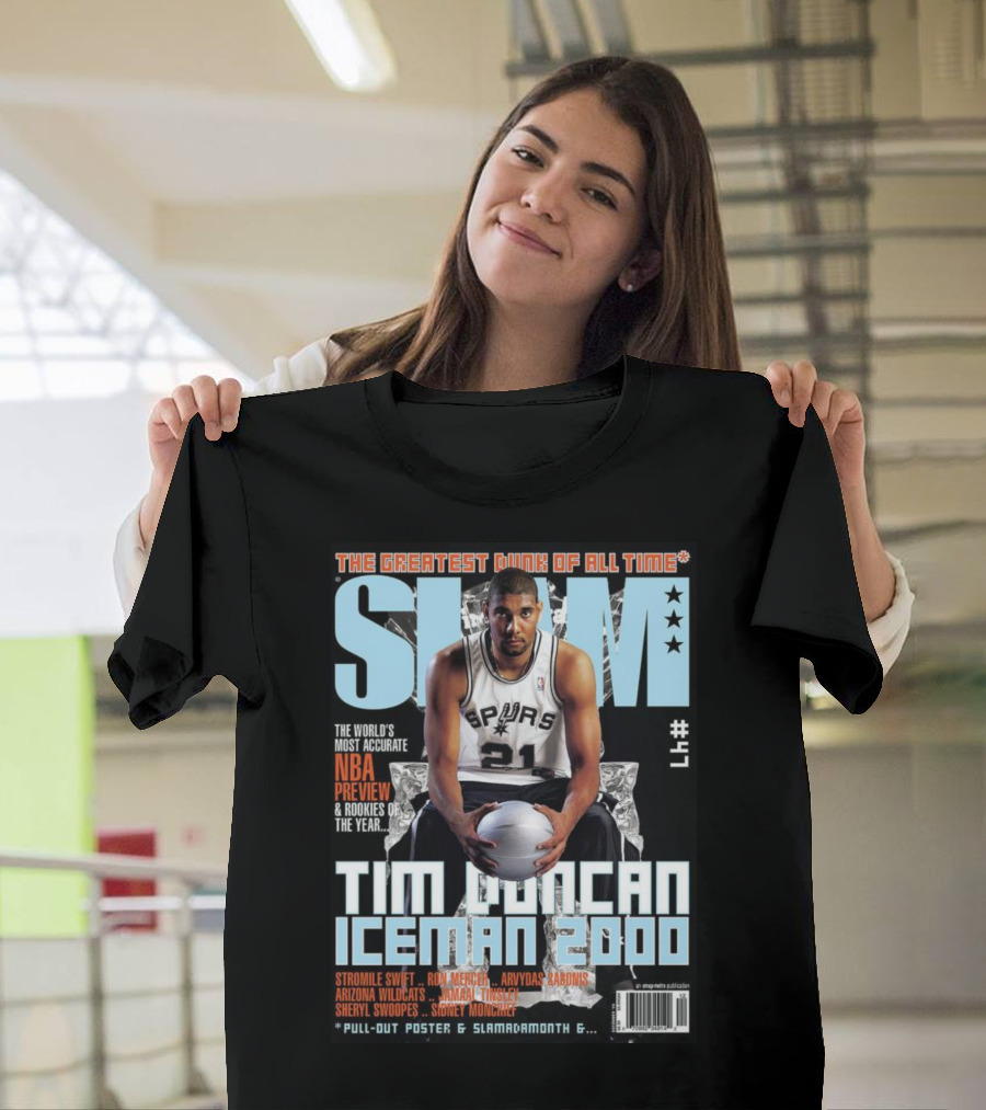 Slam Tim Duncan Iceman 2000 Spurs NBA Preview Rookie Stromile Swift Ron Mercer Arvydas Sabonis T-Shirt