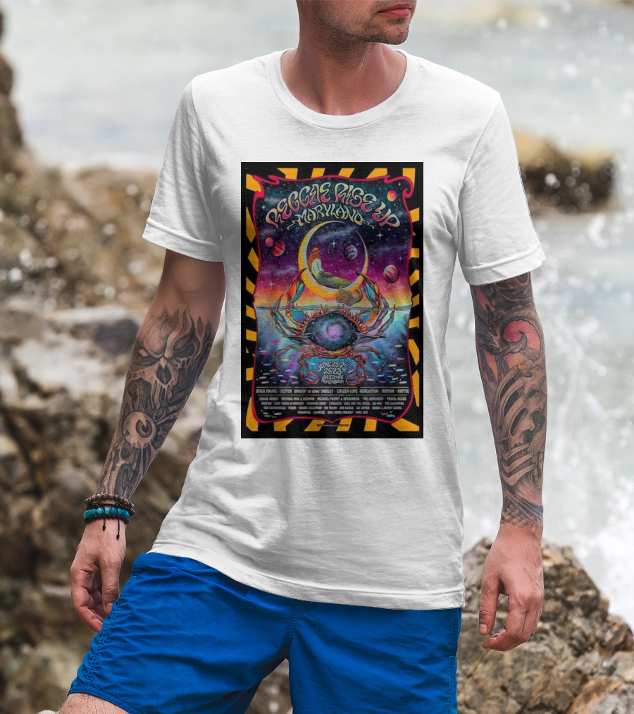 Reggae Rise Up Maryland June 23-25 Psychedelic Crab Galaxy Planets Festival T-Shirt