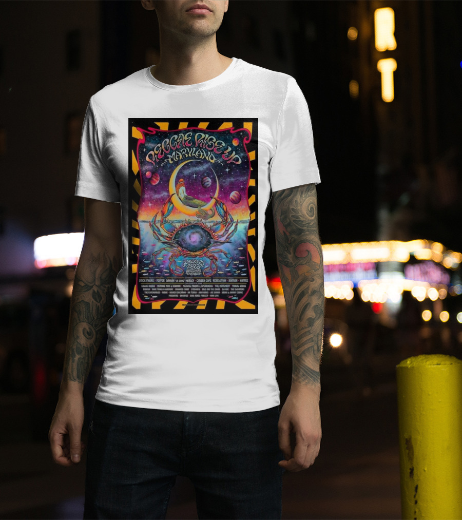 Reggae Rise Up Maryland June 23-25 Psychedelic Crab Galaxy Planets Festival T-Shirt