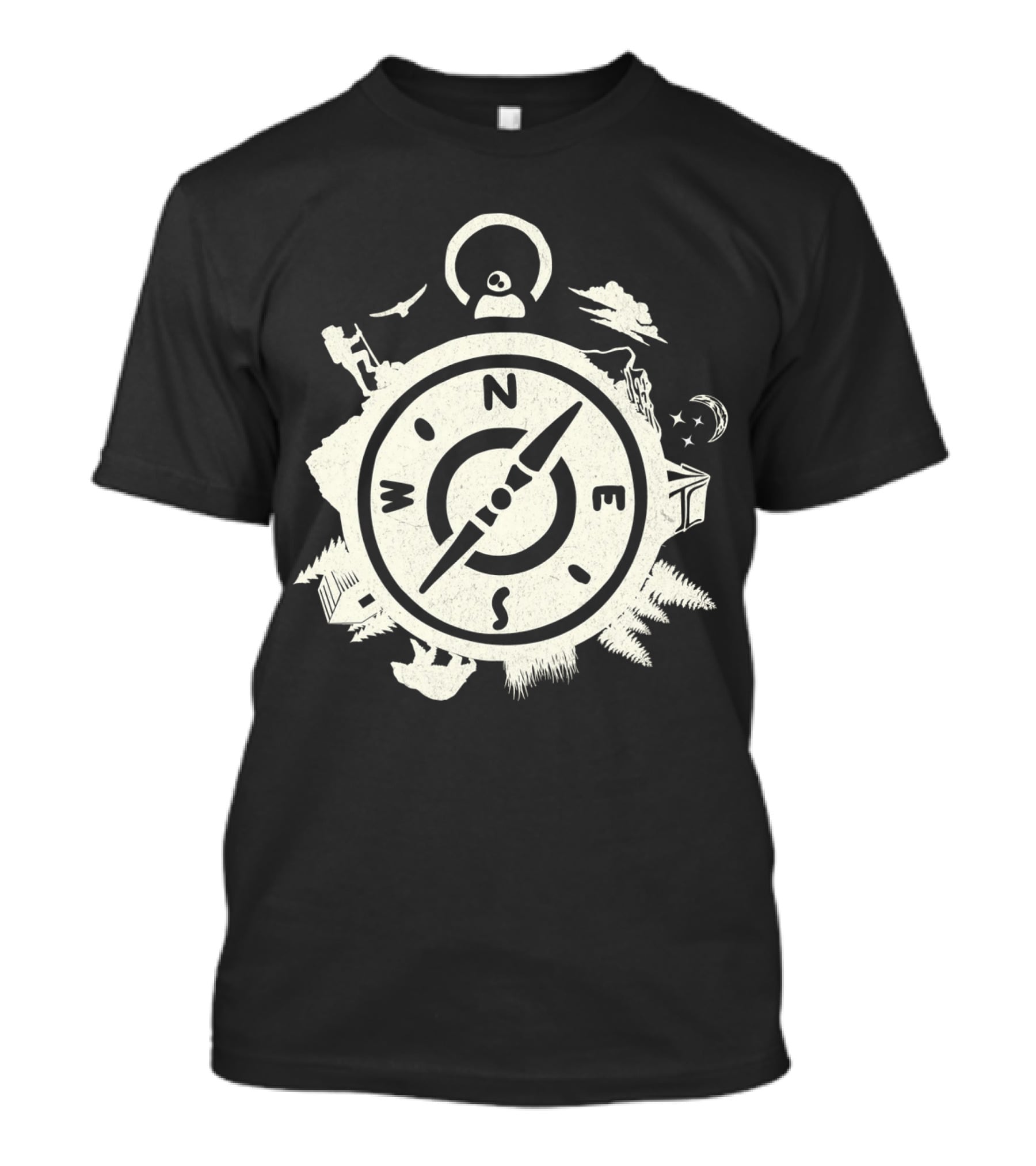 Wilderness Adventure Compass Exploring North South East West Nature Elements T-Shirt