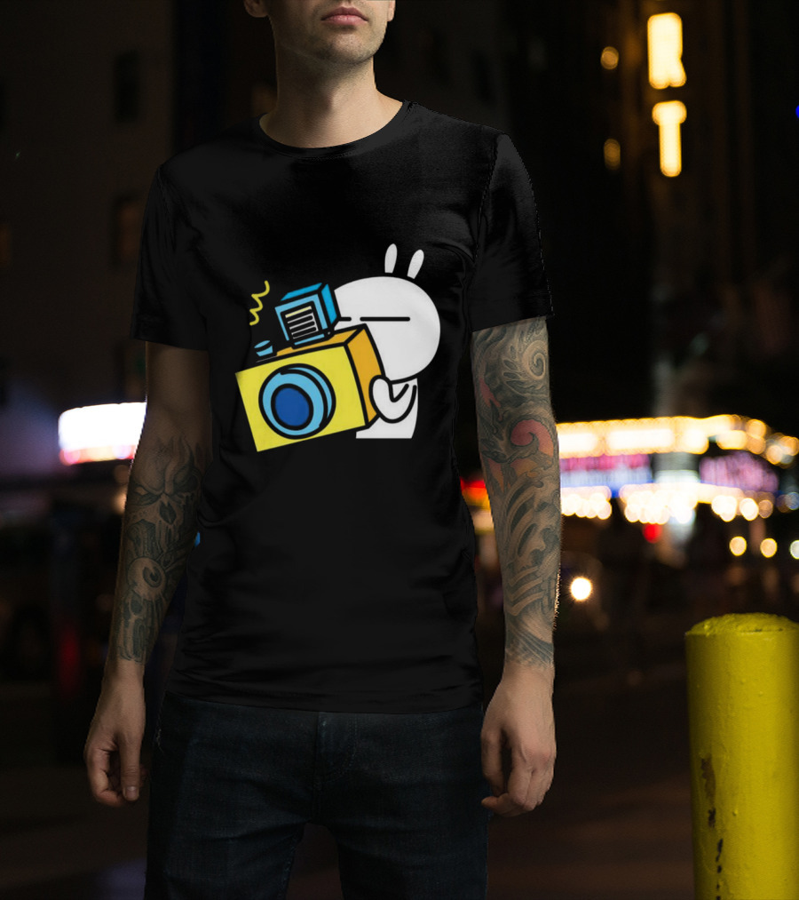 Tuzki Rabbit Camera Cartoon Character Photography T-Shirt