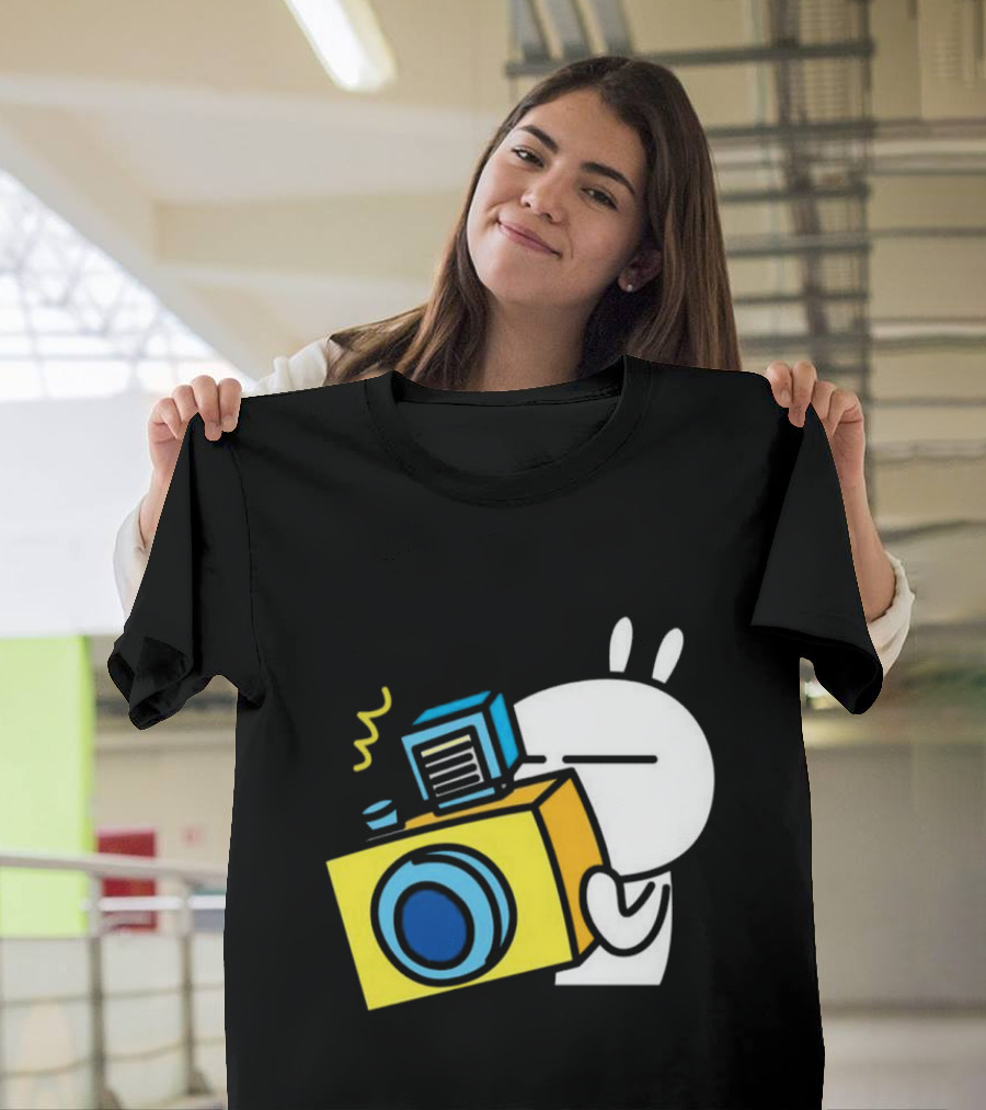 Tuzki Rabbit Camera Cartoon Character Photography T-Shirt