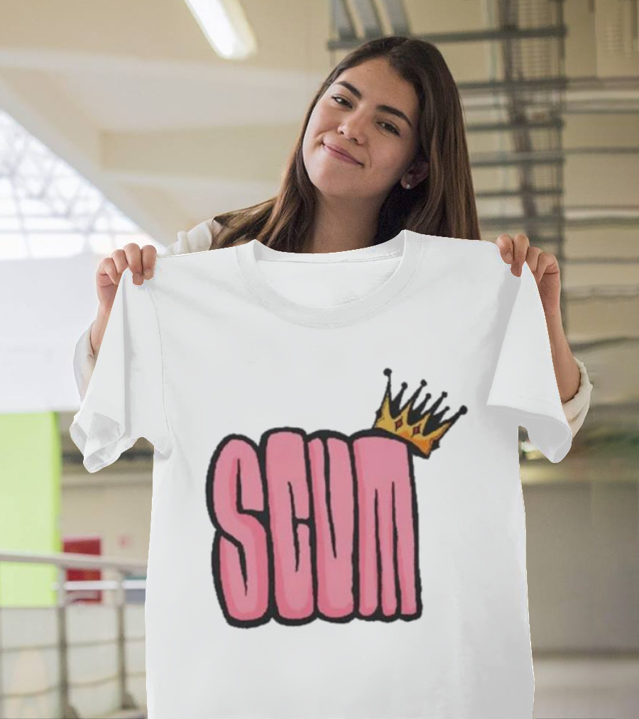 SCUM Pink Text With Gold Crown T-Shirt