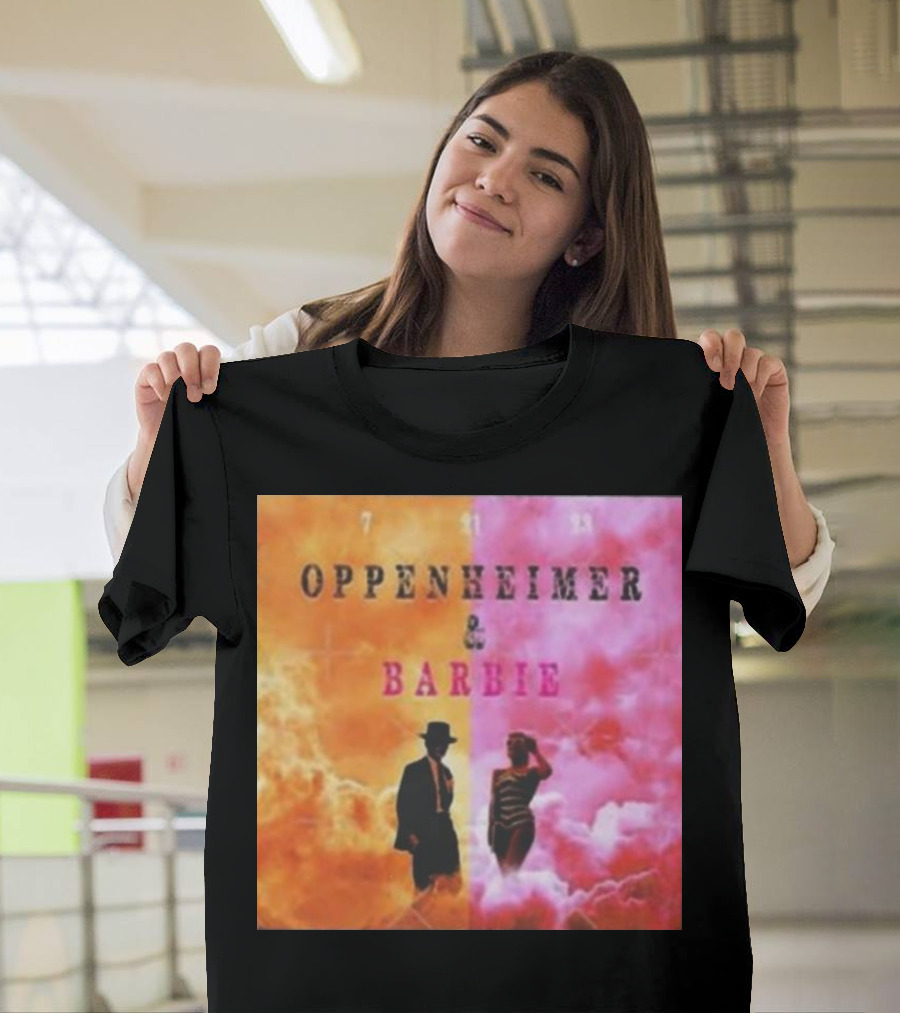 Oppenheimer Barbie 7 21 23 Crossover Cinema Essentials T-Shirt