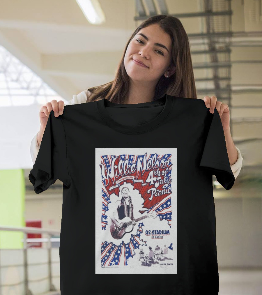 Willie Nelson 50th Anniversary 4th of July Picnic Q2 Stadium Austin T-Shirt
