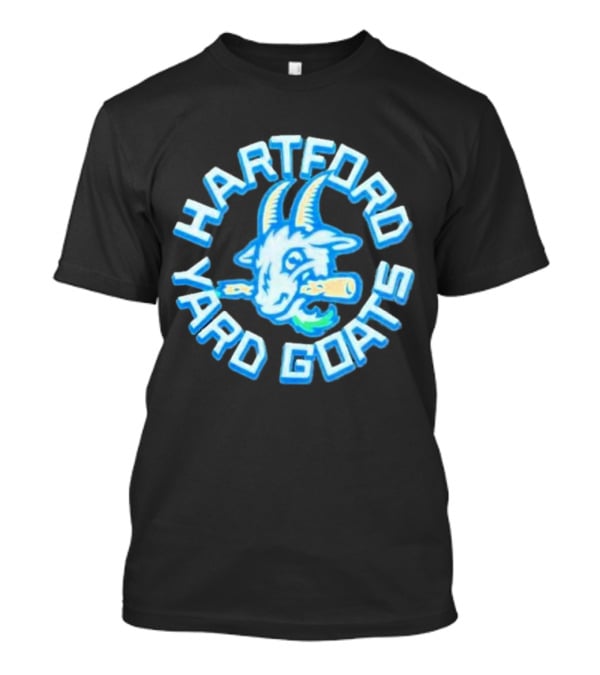 Hartford Yard Goats Blue Goat Logo With Bat T-Shirt