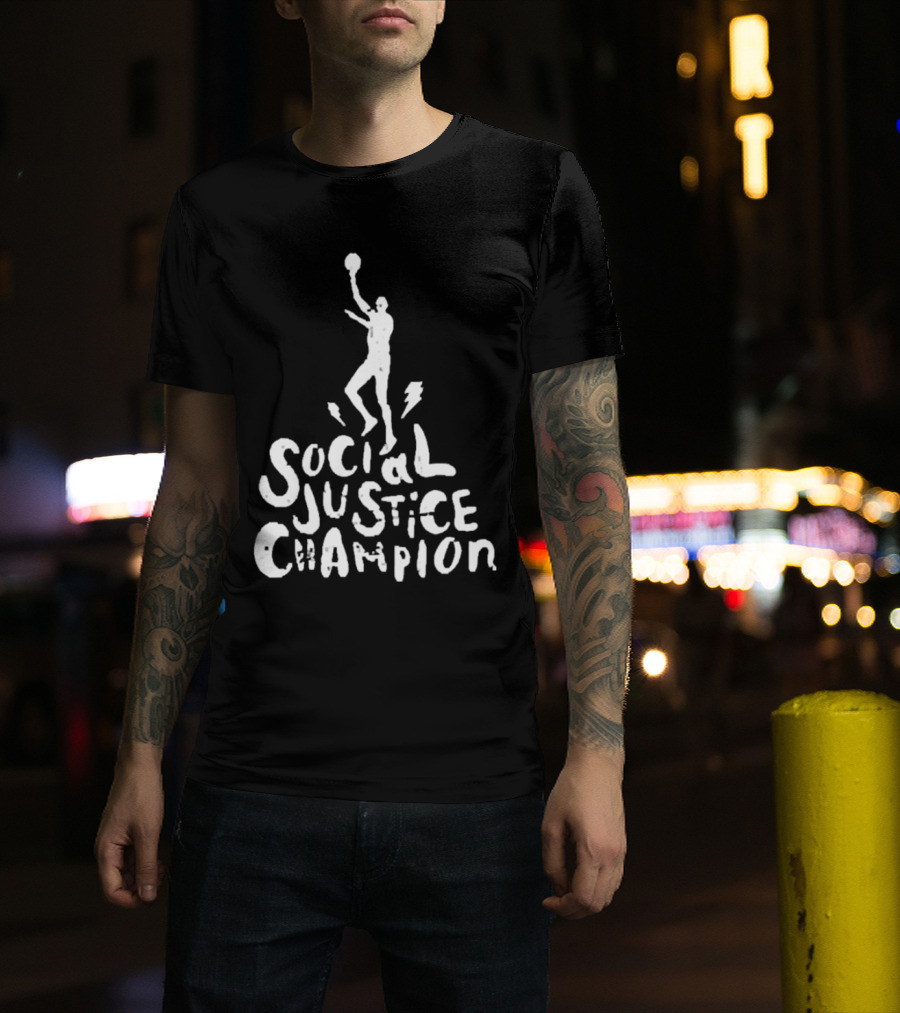 Social Justice Champion Basketball Figure With Lightning Bolt T-Shirt