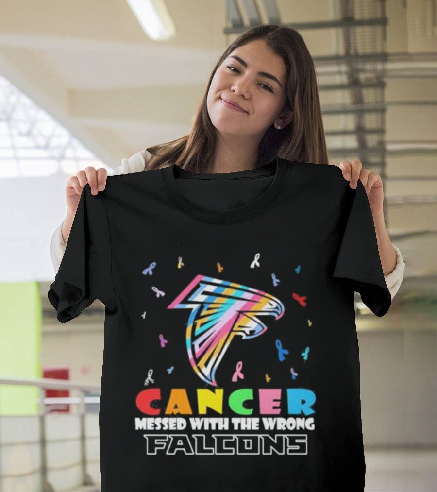 Atlanta Falcons Cancer Messed With The Wrong Team Logo Ribbons T-Shirt