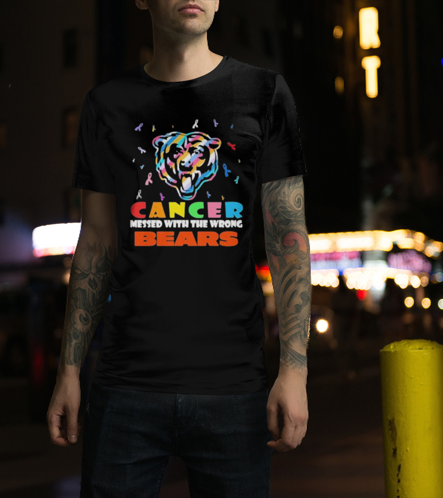 Cancer Messed With The Wrong Colorful Ribbon Chicago Bears T-Shirt