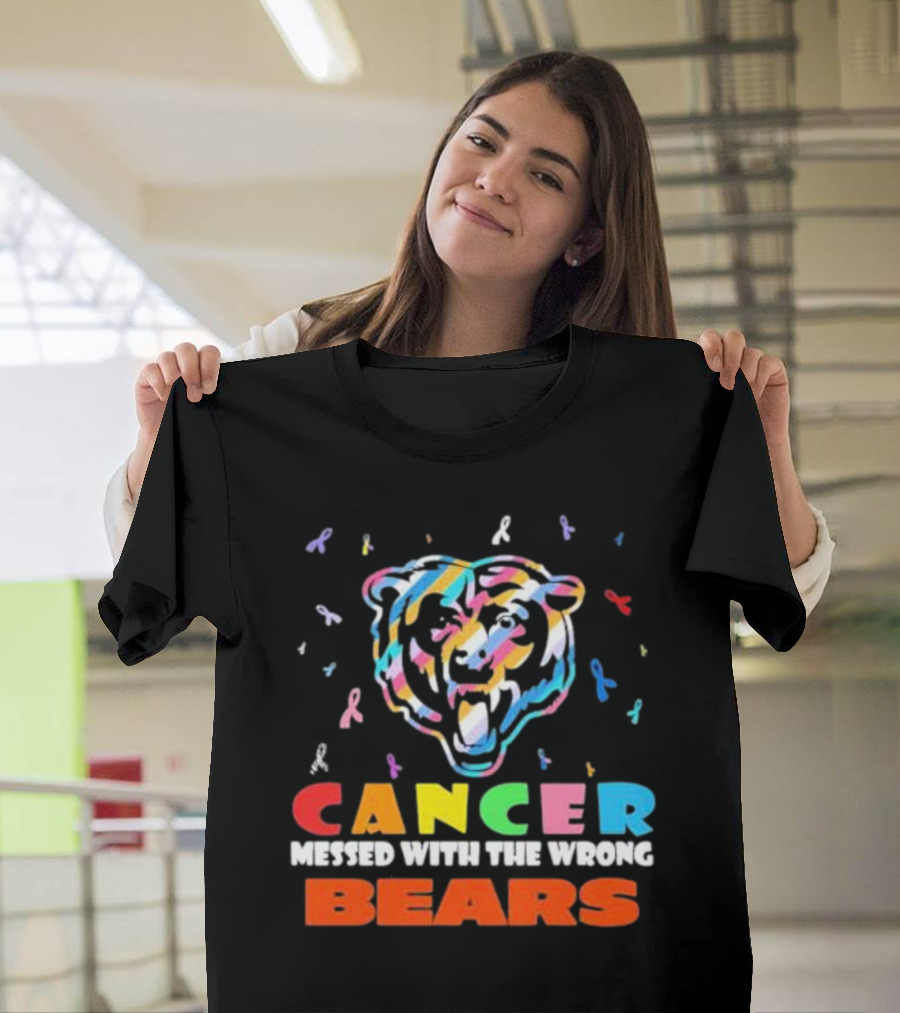 Cancer Messed With The Wrong Colorful Ribbon Chicago Bears T-Shirt
