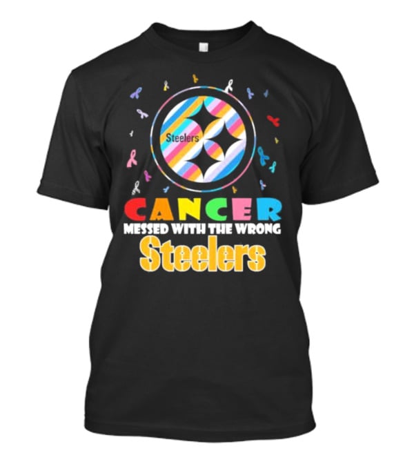 Cancer Messed With The Wrong Pittsburgh Steelers Colorful Ribbons T-Shirt
