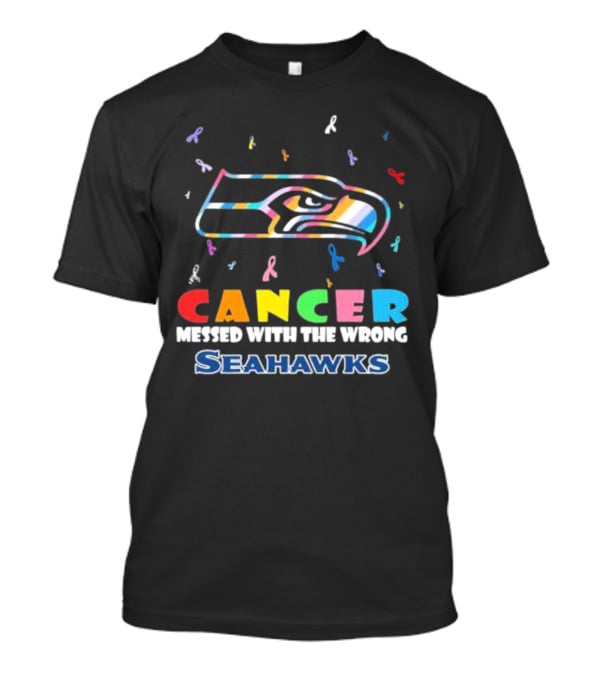 Cancer Messed With The Wrong Seahawks Colorful Ribbon T-Shirt
