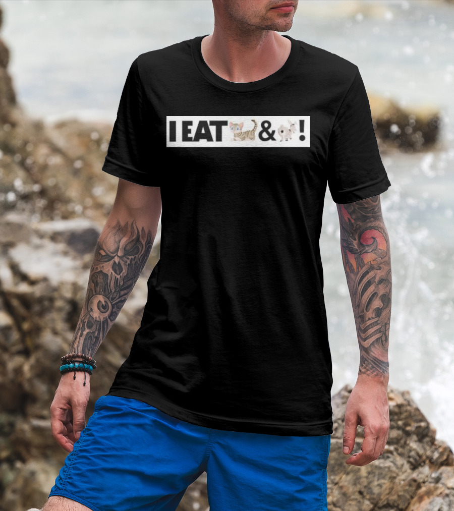 I Eat Cat And Donkey Cartoon Animals T-Shirt