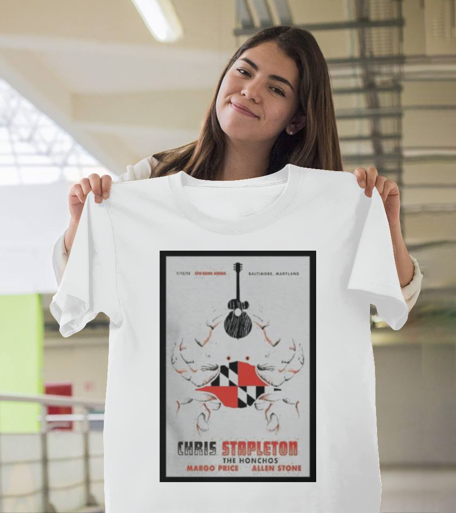 Chris Stapleton Baltimore CFG Bank Arena Maryland Flag Guitar Poster 7/13/23 Margo Price Allen Stone The Honchos T-Shirt