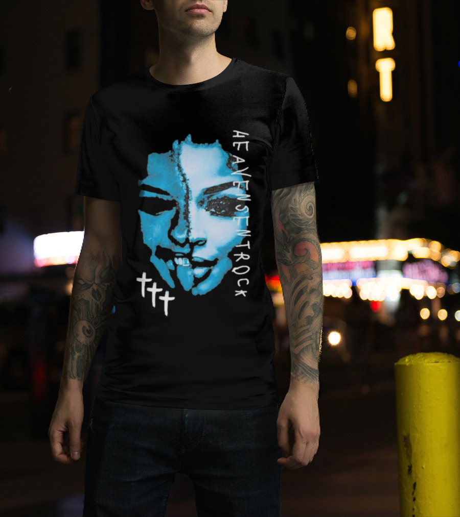 HEAVENSENTROCK Face Blue Art With Cross Symbols T-Shirt
