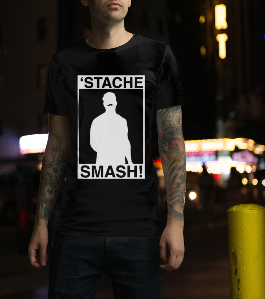 'Stache Smash Silhouette Mustache Bold Contrast T-Shirt