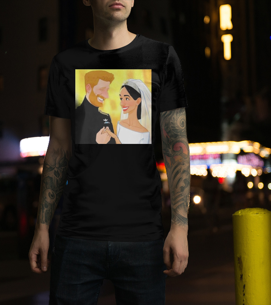 Meghan And Harry Cartoon Wedding T-Shirt