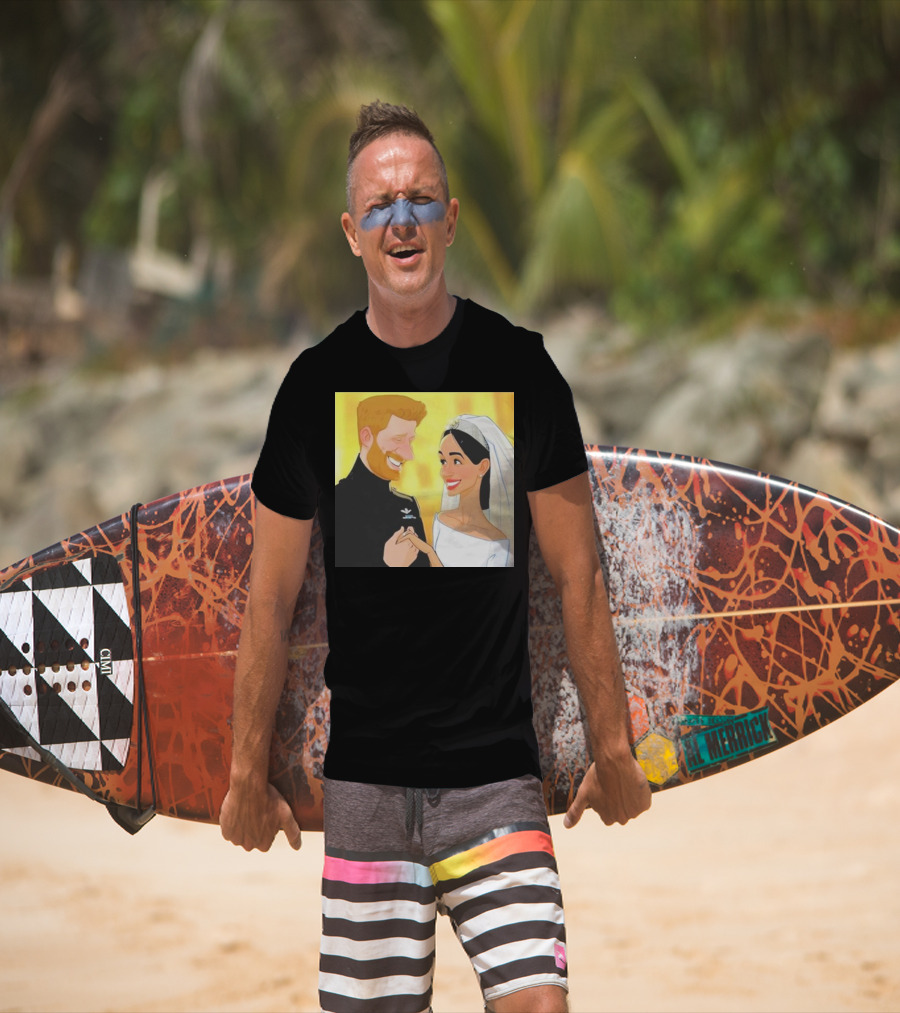 Meghan And Harry Cartoon Wedding T-Shirt