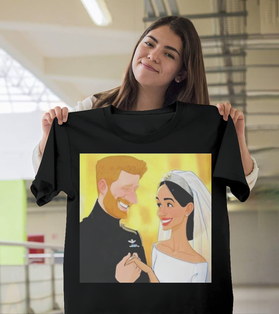 Meghan And Harry Cartoon Wedding T-Shirt