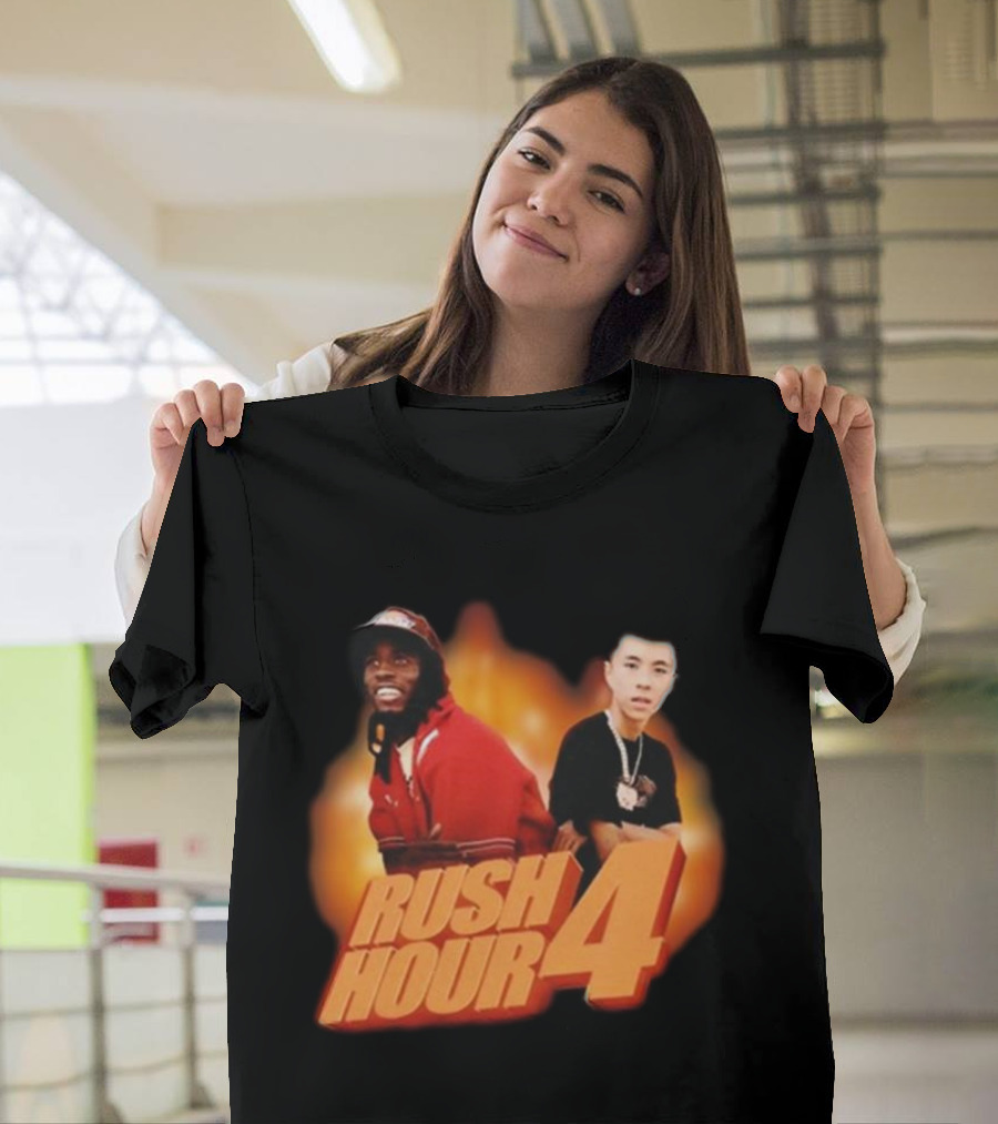 Rush Hour 4 Comedy Duo Flame Background T-Shirt