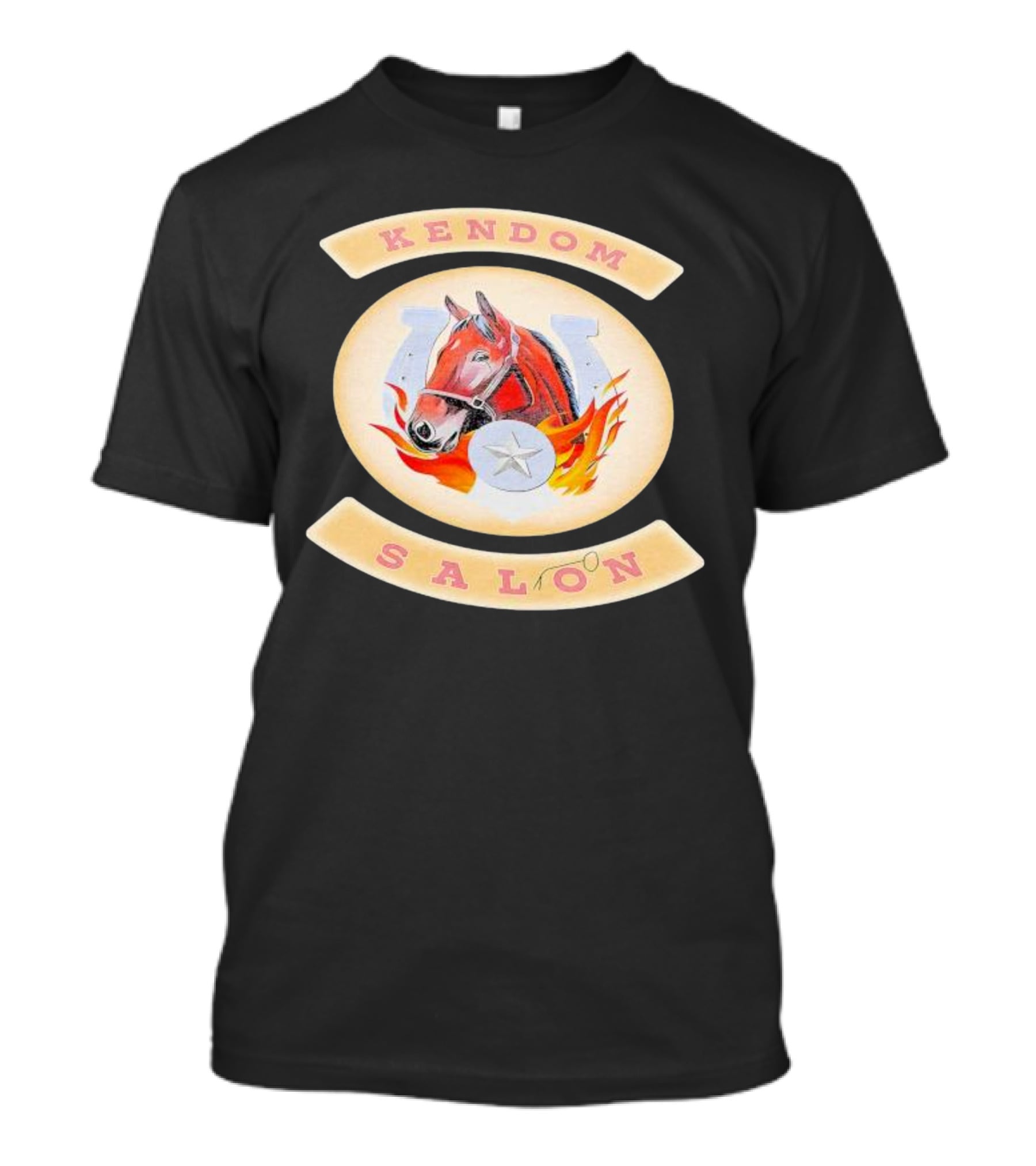 Kendom Saloon Horse Horseshoe Star Flames T-Shirt