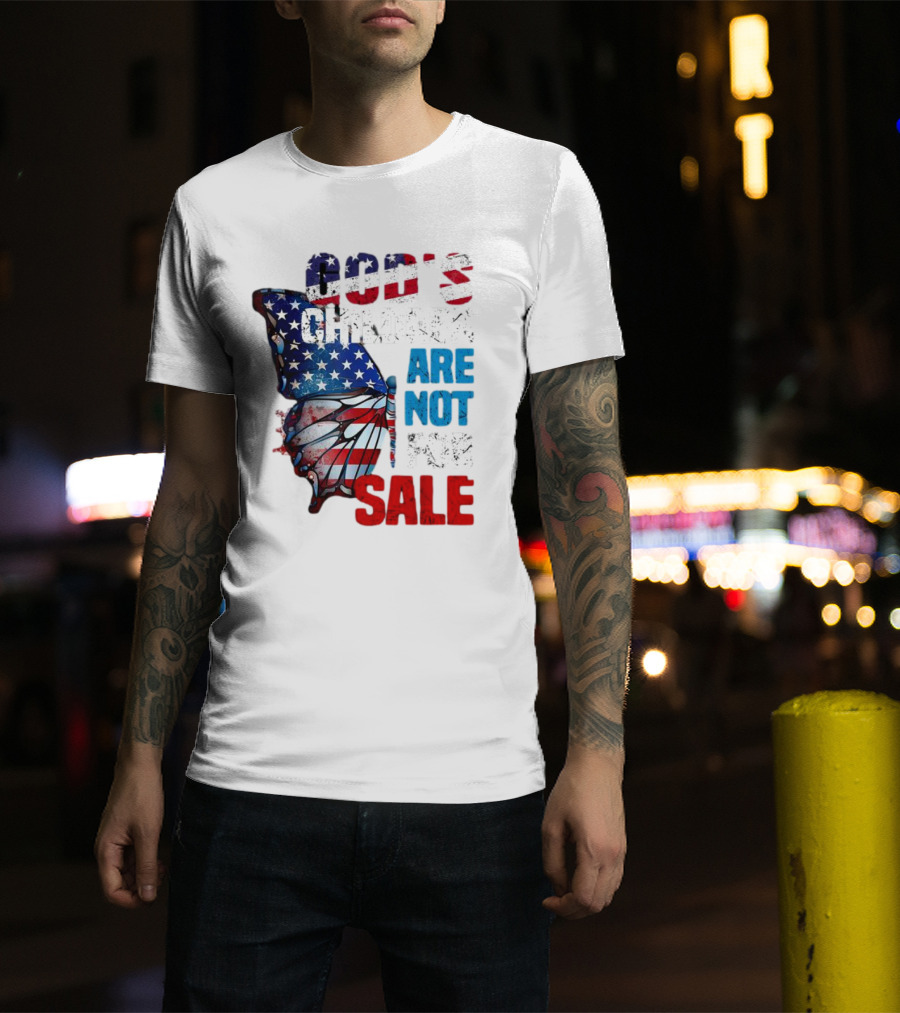 God's Children Are Not For Sale American Flag Butterfly T-Shirt