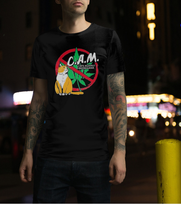 C.A.M. Cats Against Meowijuana Leaf With Tabby T-Shirt