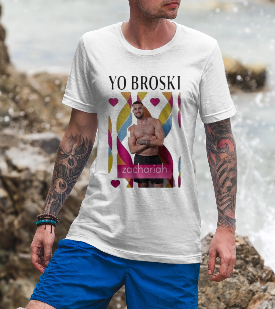Yo Broski Zachariah Colorful Abstract Hearts T-Shirt