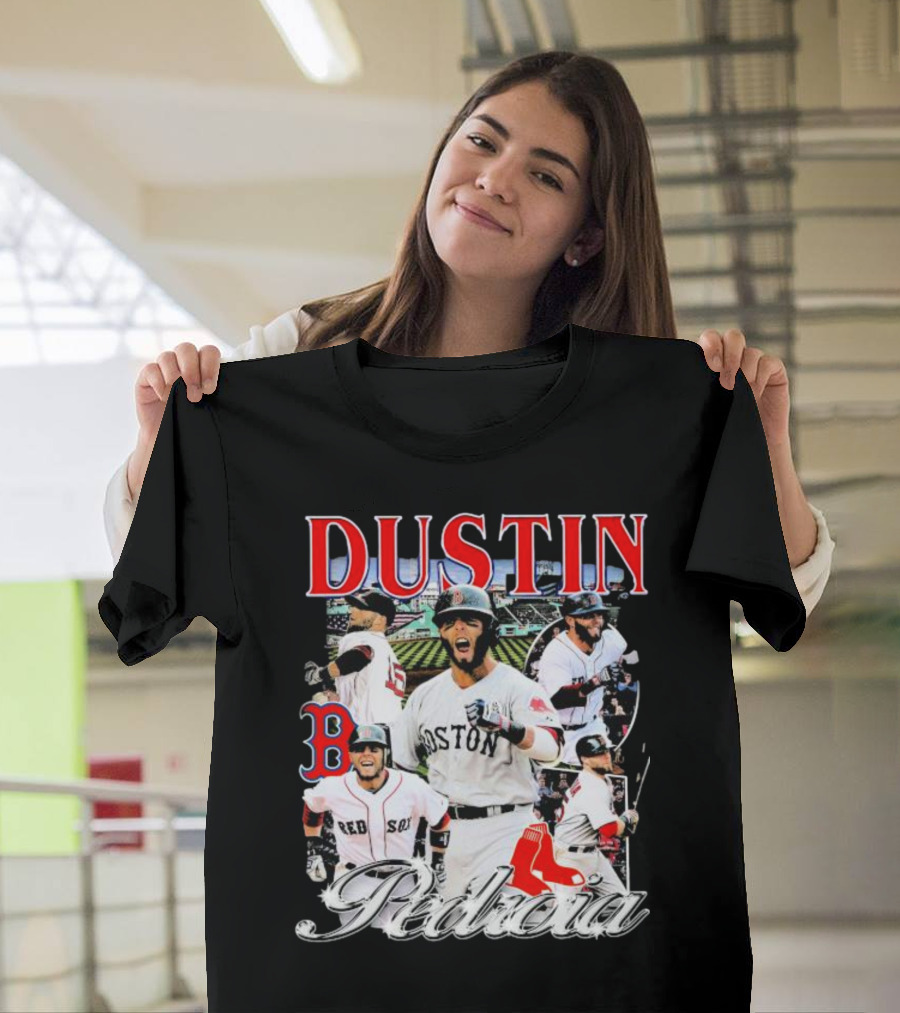 Dustin Pedroia Boston Red Sox Baseball Action Montage T-Shirt