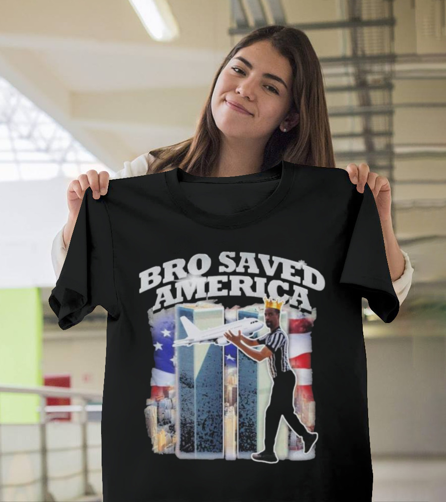 Bro Saved America Referee Airplane Twin Towers T-Shirt
