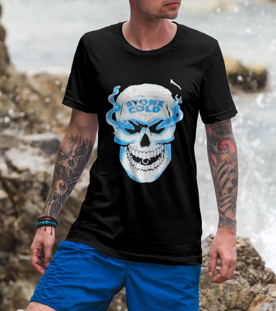 De Paul Wearing Stone Cold Steve Austin Smoking Skull T-Shirt