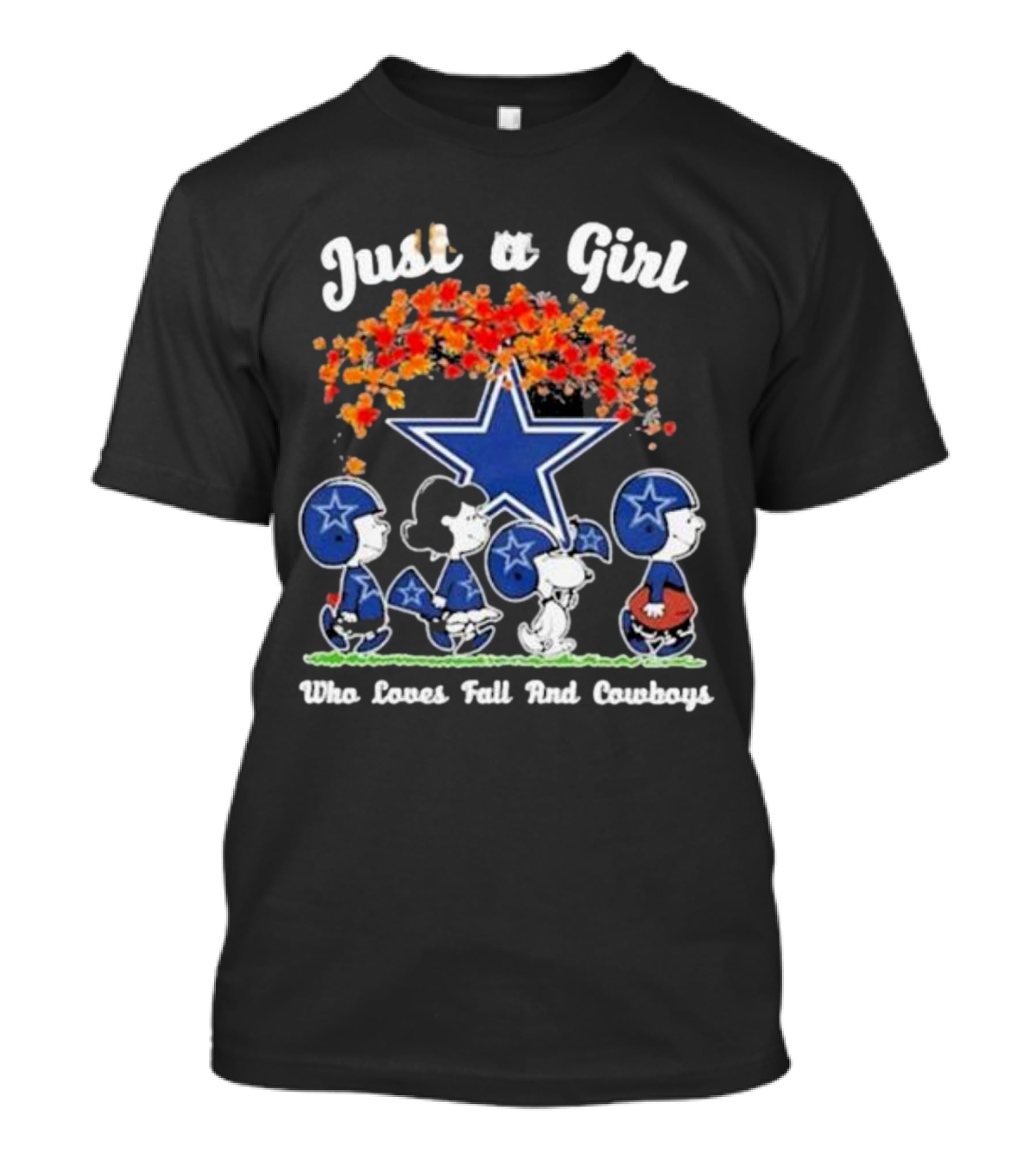 Just A Girl Who Loves Fall And Dallas Cowboys Peanuts Snoopy T-Shirt