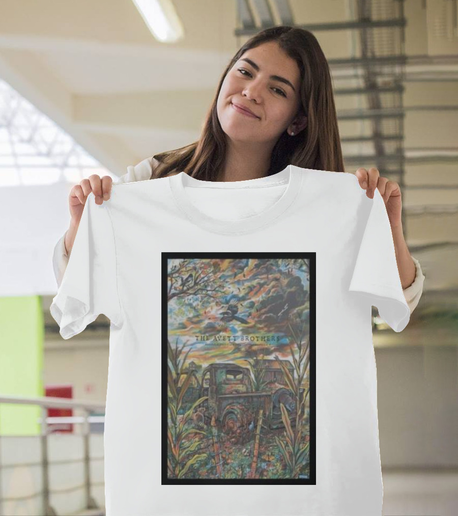 The Avett Brothers Champaign Tour Poster Abandoned Truck Cornfield T-Shirt
