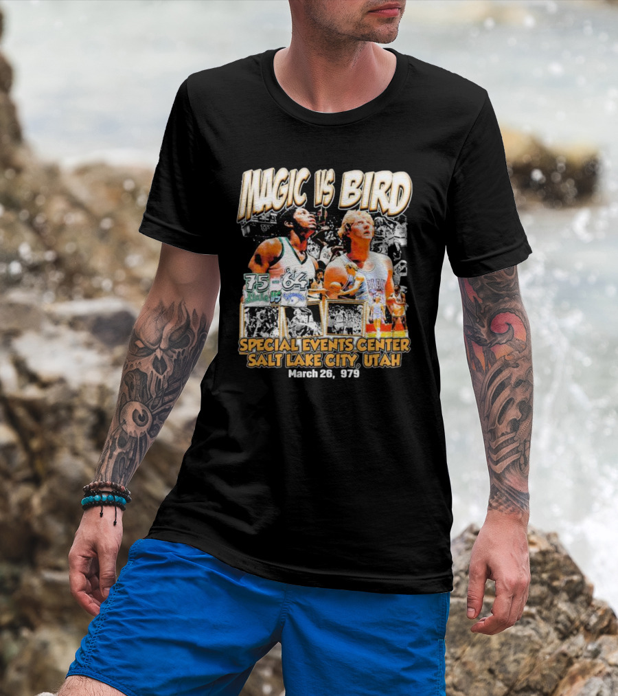 Magic Vs Bird 75-64 Special Events Center Salt Lake City Utah March 26 1979 T-Shirt