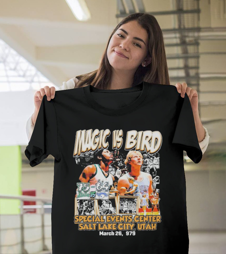 Magic vs Bird 75-64 Special Events Center Salt Lake City Utah March 26 1979 T-Shirt