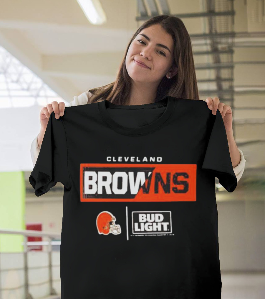 Cleveland Browns Bud Light NFL Partnership with Cleveland Helmet T-Shirt