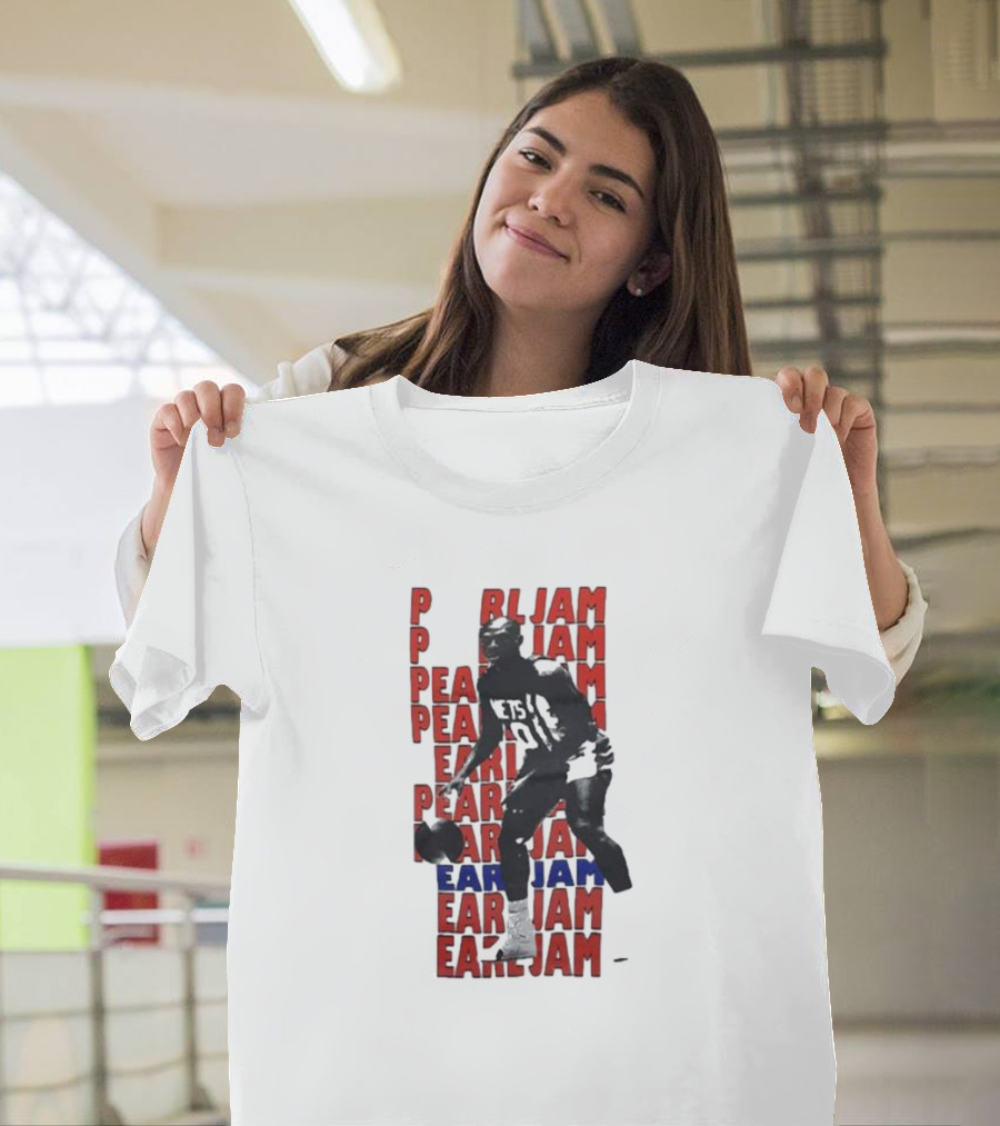 Pearl Jam Mookie Blaylock Basketball Tribute Red Blue Text T-Shirt